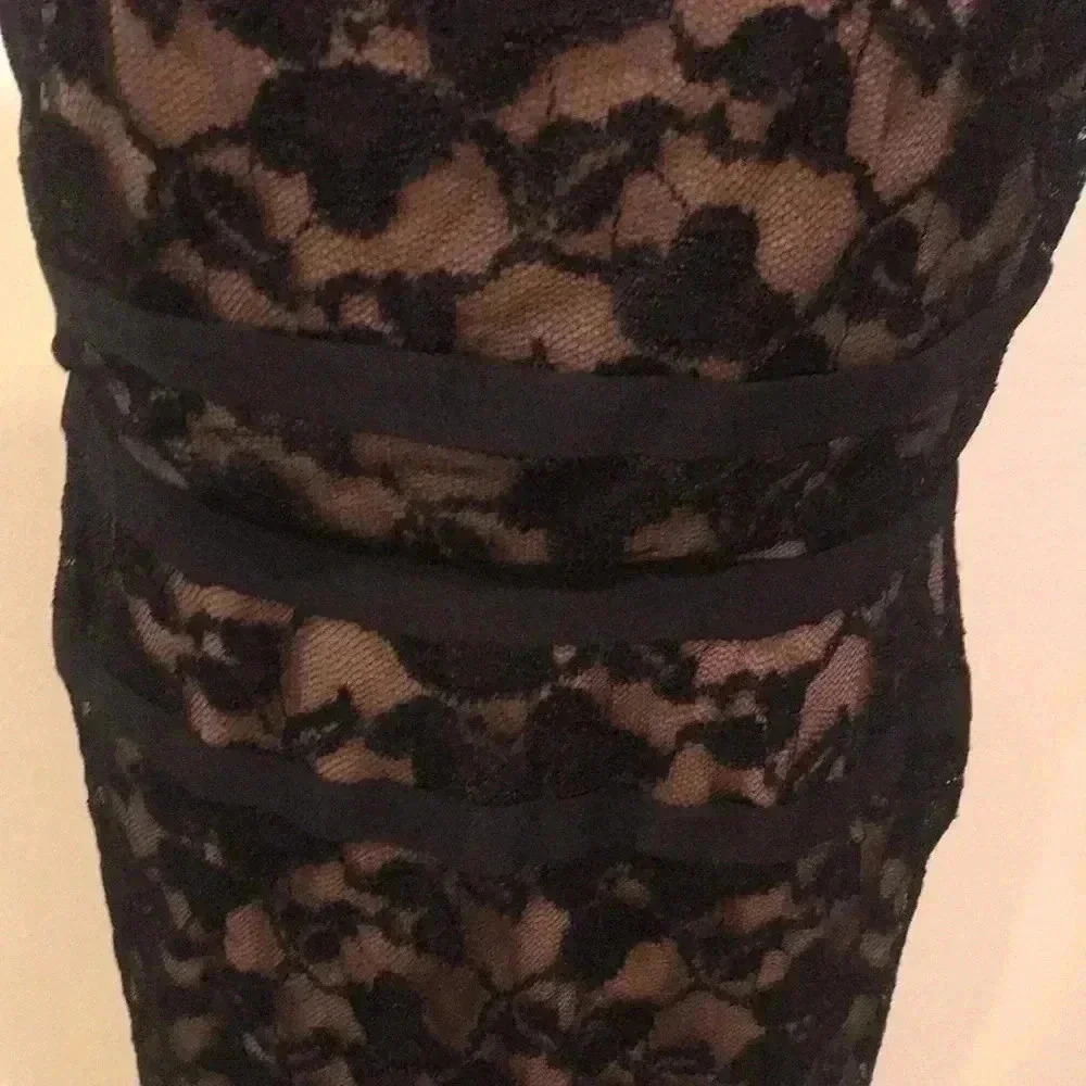 Connected Apparel Floral Lace Dress w/Ribbon Accents Boat Neck Cap Sleeves-14 - Picture 7 of 11